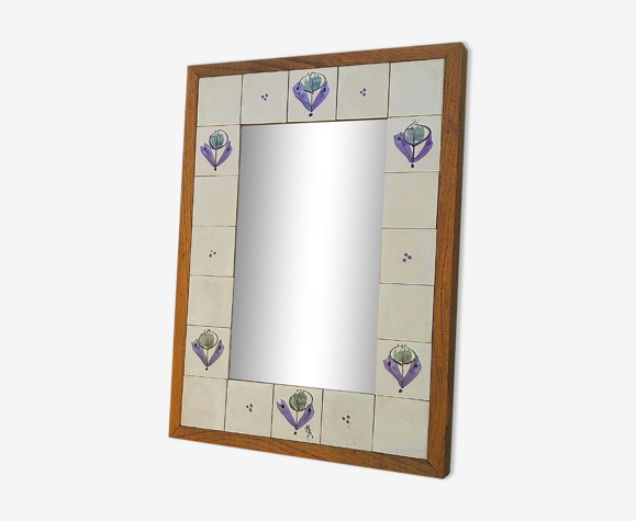 Miroir céramique et bois par michel boillot