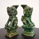Pair of Foo Dog candle holders in ceramic, China 19th century