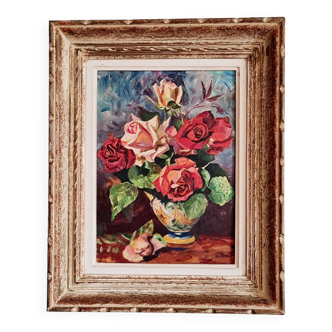 Peinture tableau ancien bouquet