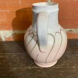 Vintage pichet ancien strehla ceramic pink & white 1950 west germany