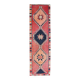 Pomegranate Red & Navy Blue Vintage Runner Rug, Geometric Pattern Runner
