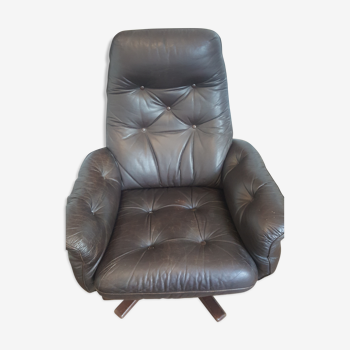 Fauteuil en cuir années 60 G.Mobel Suède