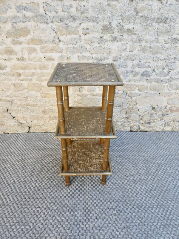 Etagère bambou et tressage de rotin