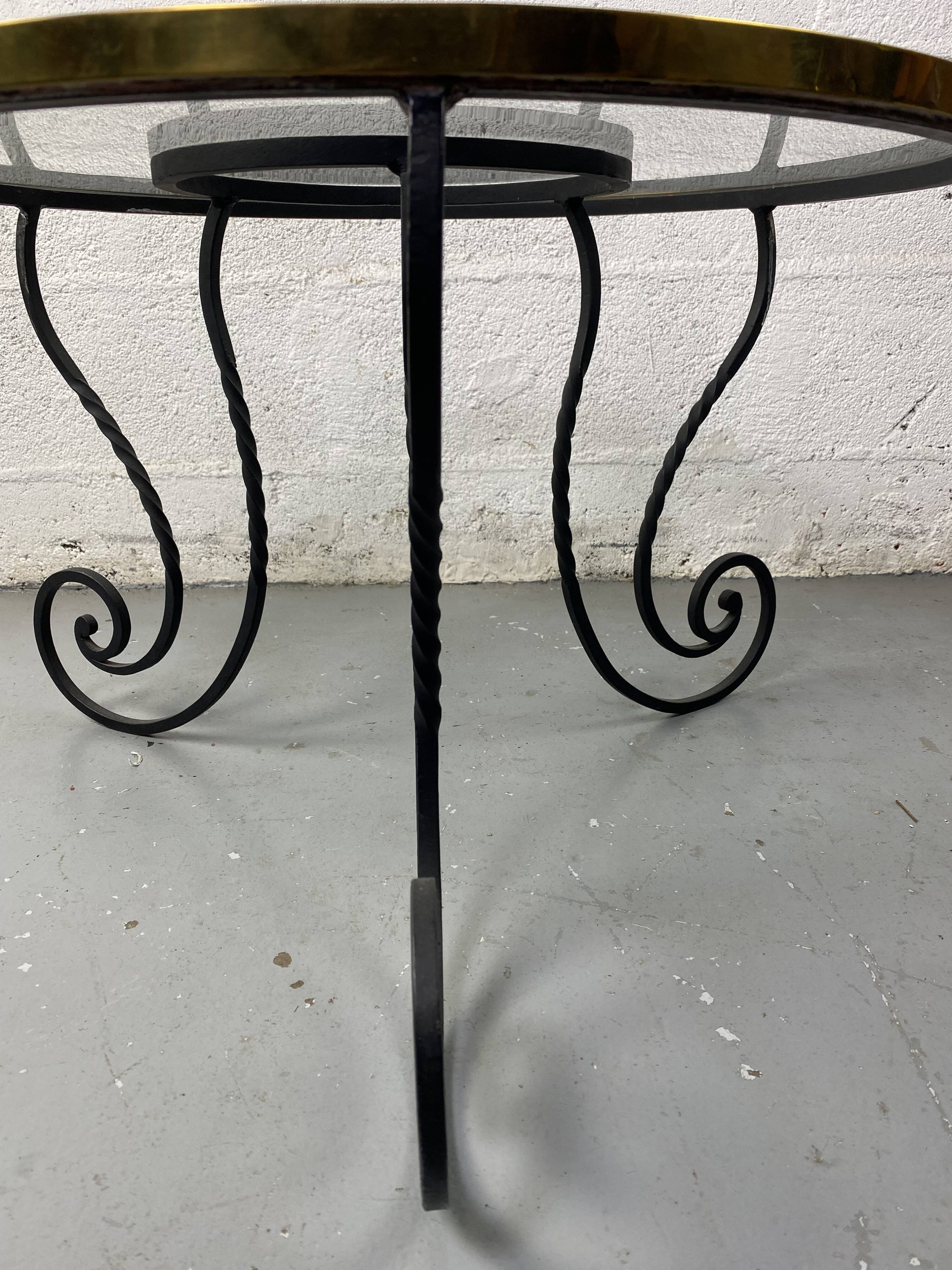 Wrought iron coffee table and glass top