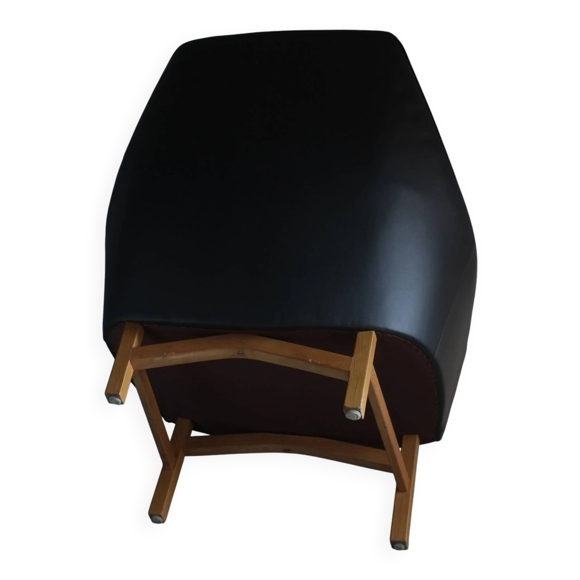 IB Kofod-Larsen leather oak easy chair | OPE Sweden | 1960s