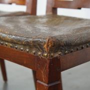 Set of 6 Original Antique Dutch Leather Dining Chairs