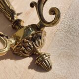 4 Large double-armed gilded bronze wall lights