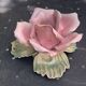 Pink candle holder in slip, old biscuit
