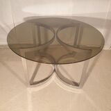 Glass and metal table