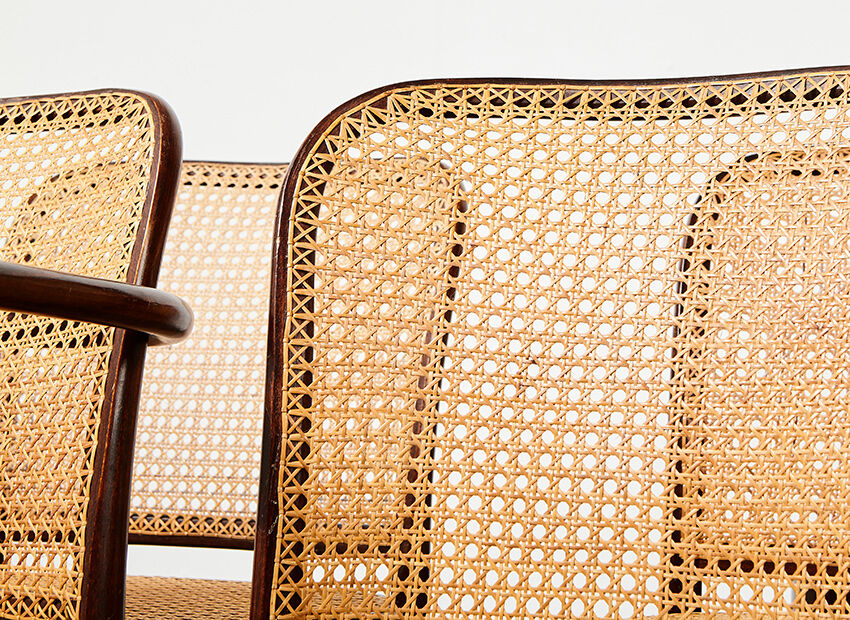 Josef Hoffmann set of 6 Prague Dining Chairs for Drevounia Czechoslovakia 1970s