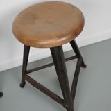 Pair of Industrial Steel Factory Stools By Rowac Robert Wagner Chemnitz, 1930s