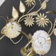 Paire d'applique fleurs métal laqué or années 80