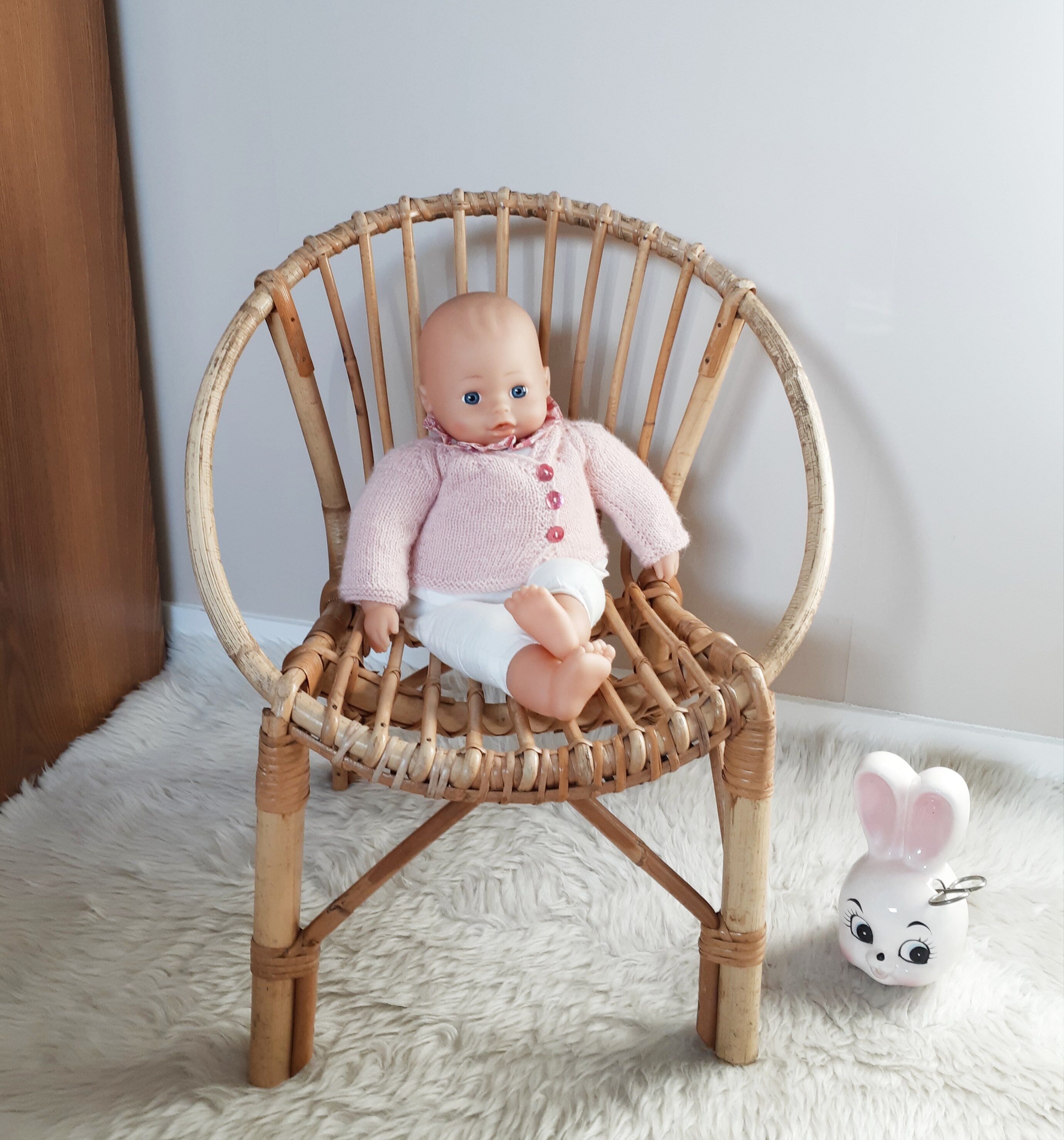 Children's rattan shell armchair