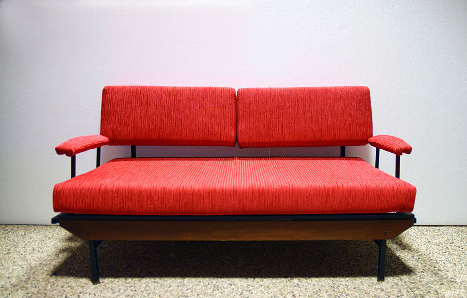 Mid-century Italian sofa bed in corduroy fabric