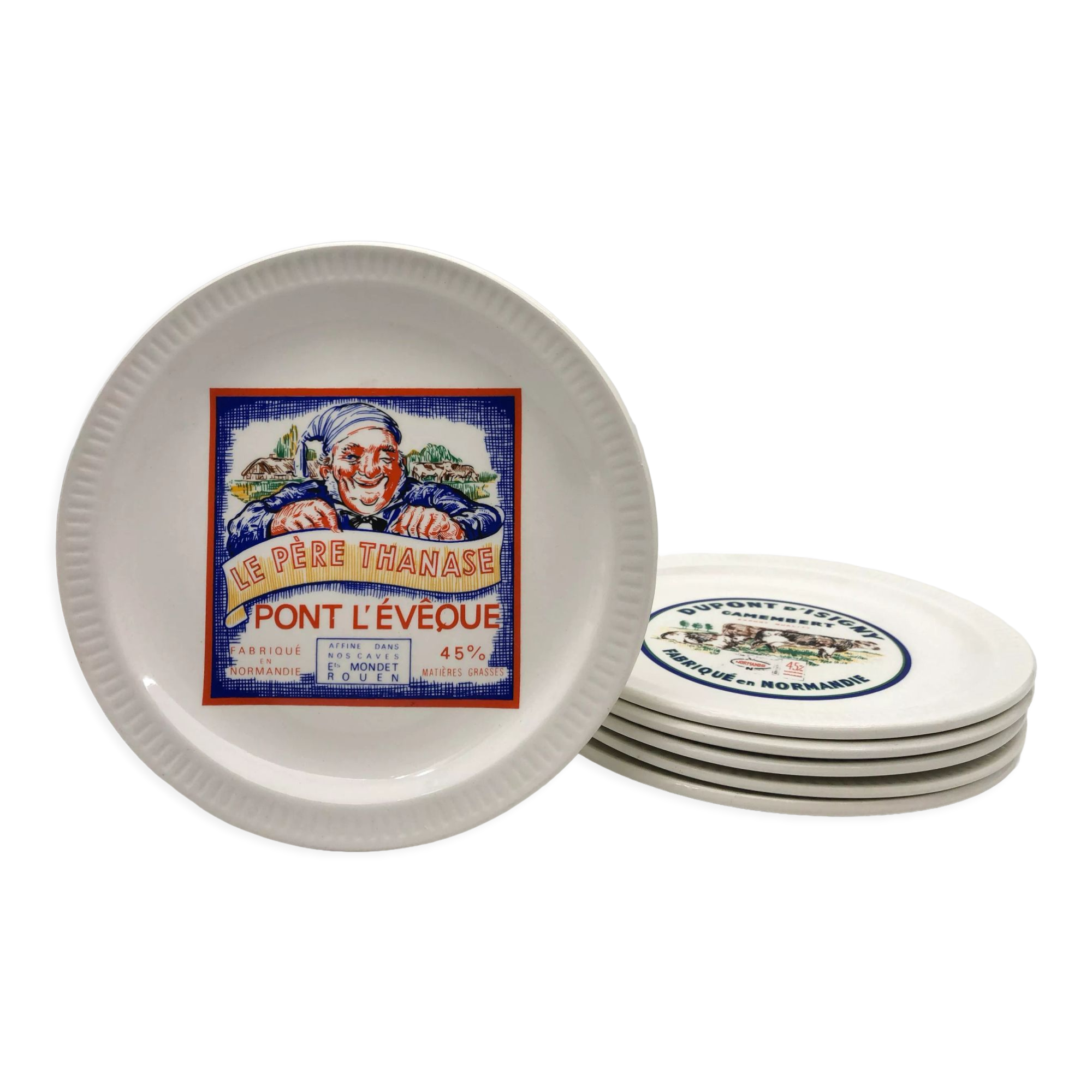 6 cheese plates "Faïence de St-Amand"