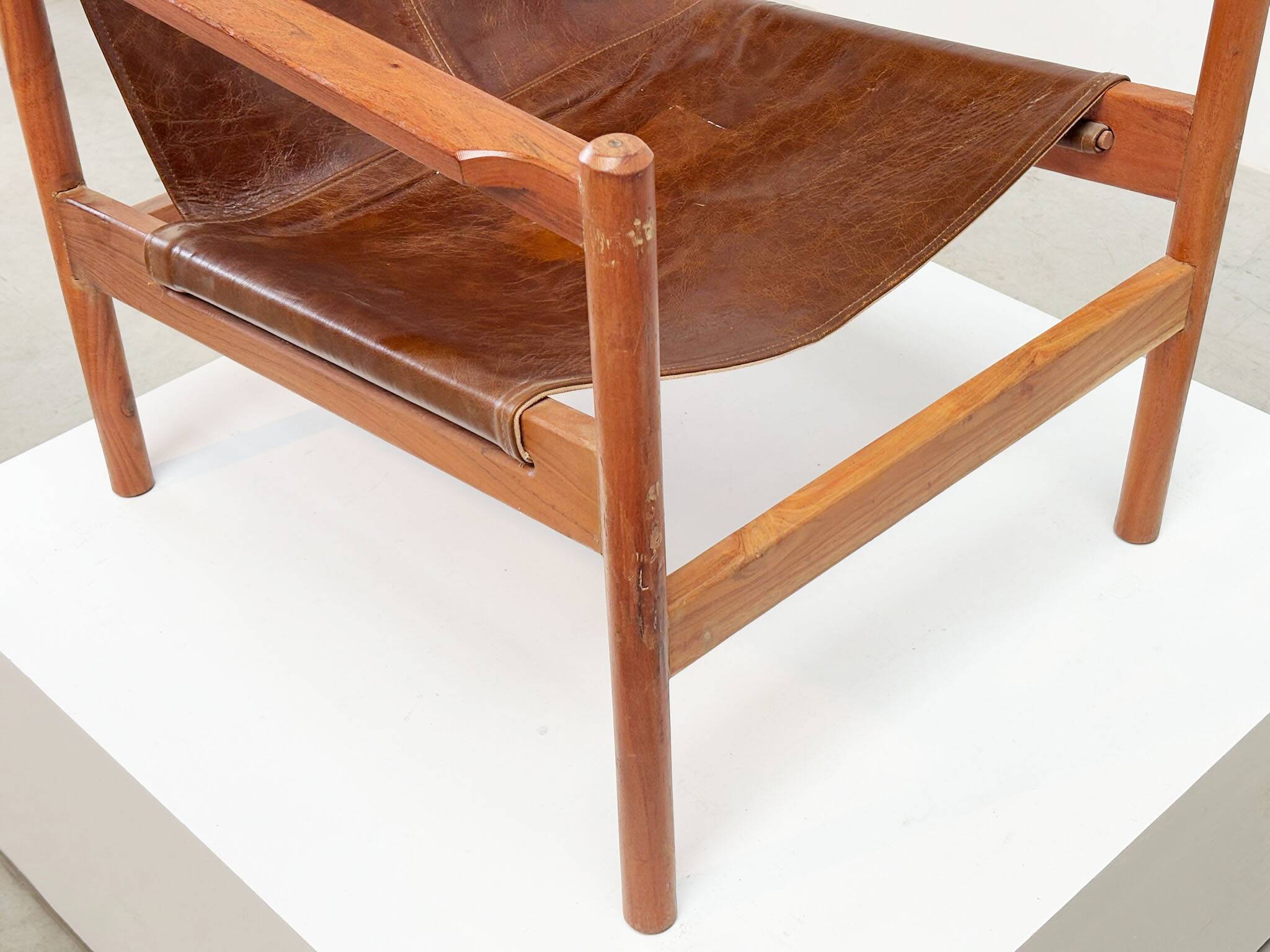 Leather 1970's Roxinho lounge chair by Michel Arnoult