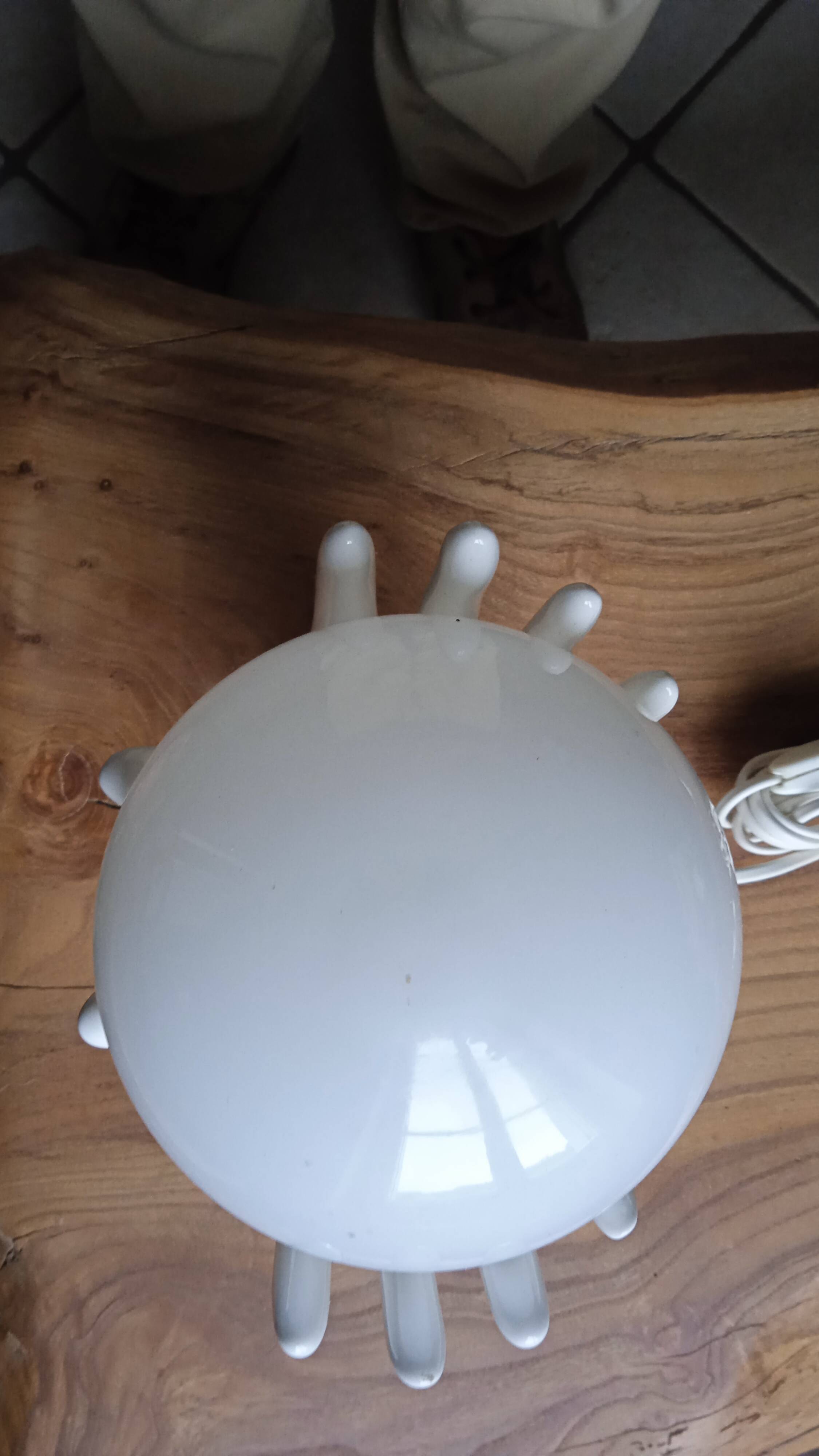 White ceramic and glass hand lamp