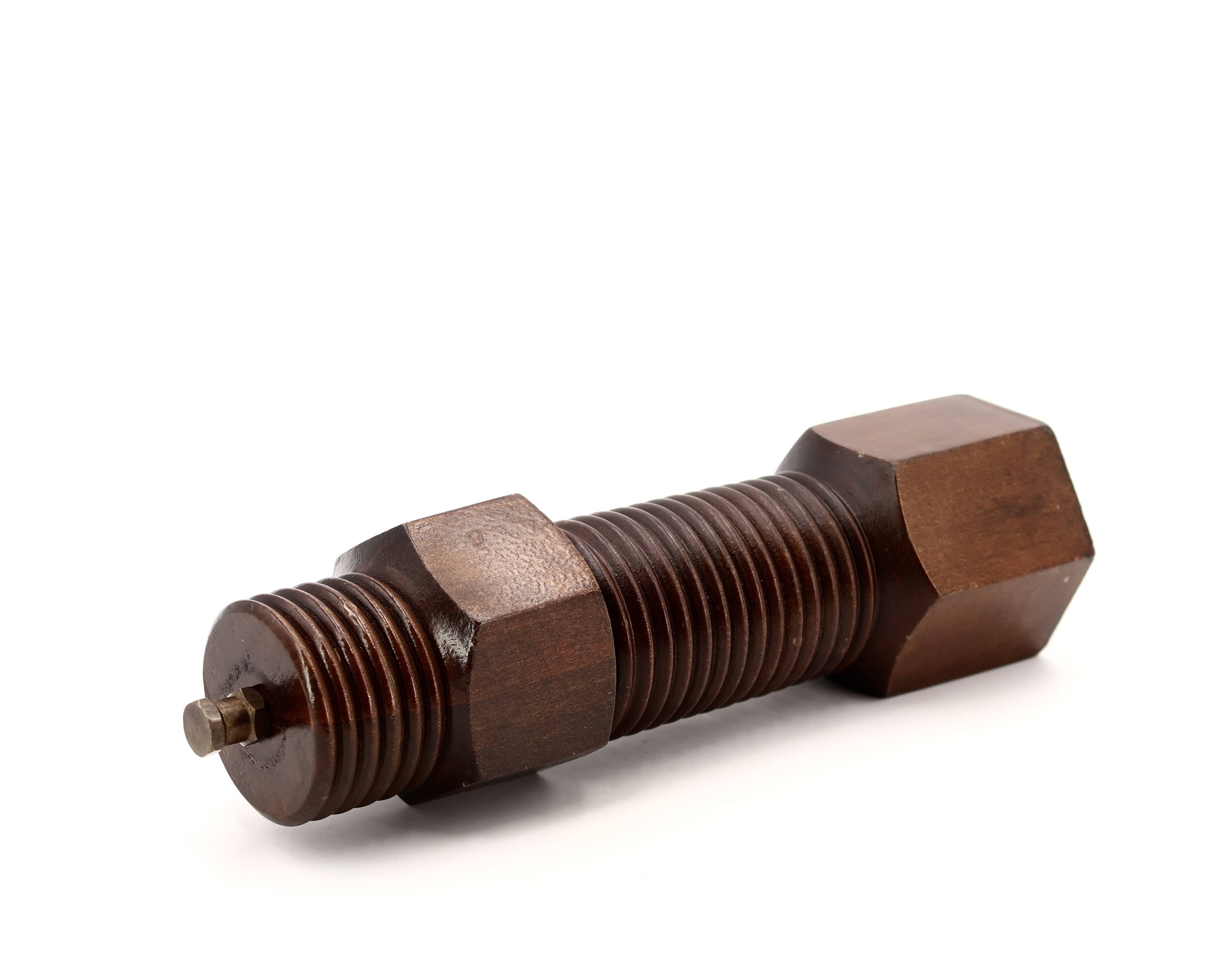 Wooden pepper mill in mechanical style, 1970s