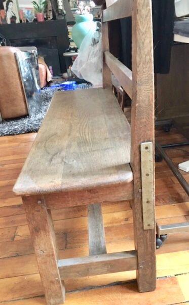 Old solid wood back bench