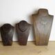 3 busts wooden necklace jewelry display