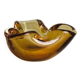 Cendrier en verre épais jaune ambré