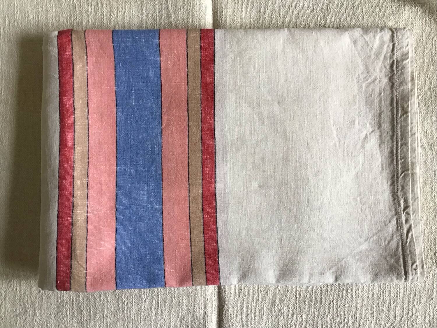 Colored striped linen tablecloth