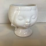 Head girl cache pot vase white earthenware