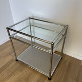 USM Haller Glass and Light Grey 2/2 Side Table