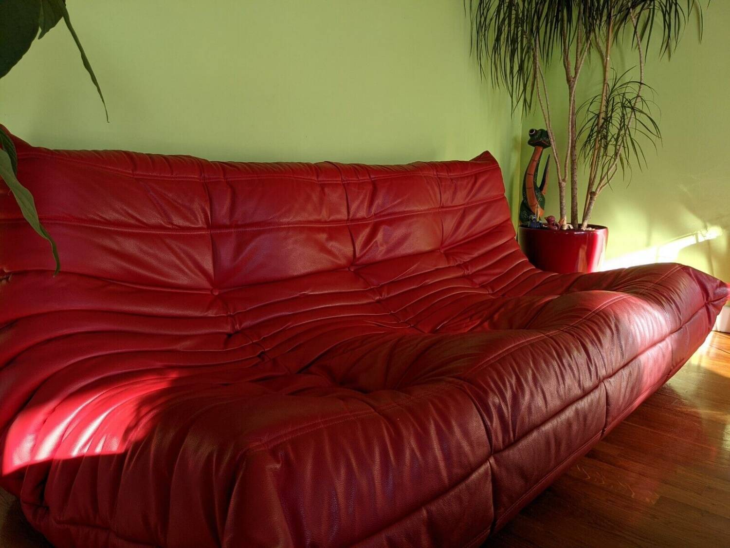 LIGNE ROSET Togo Sofa Indiana Red Leather Michel Ducaroy