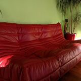 LIGNE ROSET Togo Sofa Indiana Red Leather Michel Ducaroy