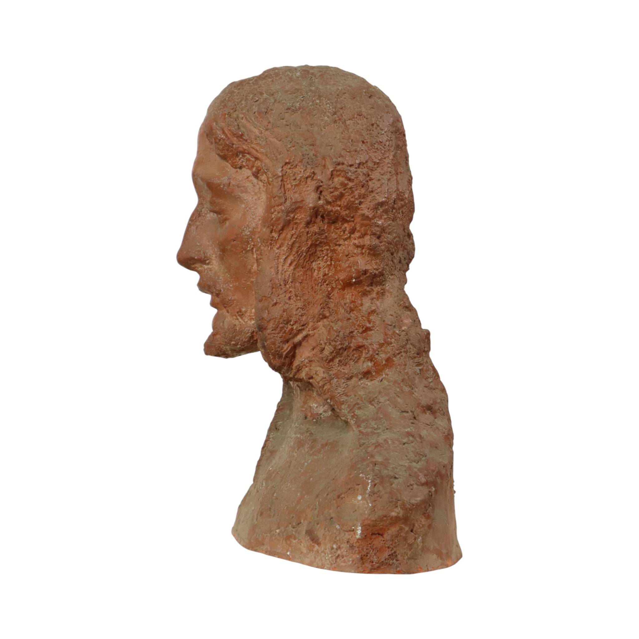 Old Abstract Terracotta Bust of Christ Life Size