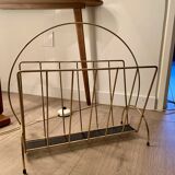 Vintage golden metal magazine rack retro 1960