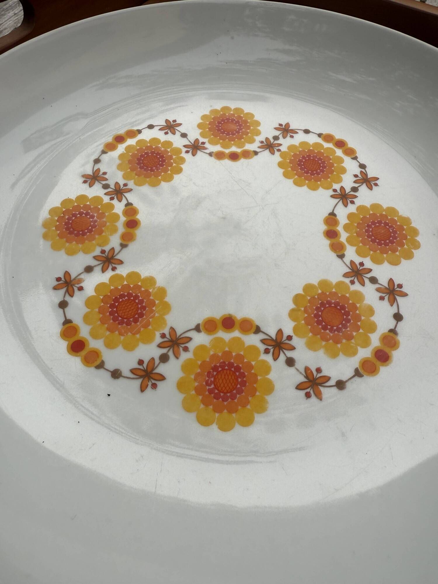 Large plate Schumann Arzberg Bavaria – Vintage orange flowers from the 70s