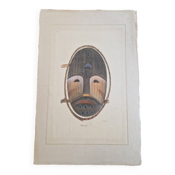 La Roche Laffitte (Born in 1943) Watercolour drawing on silk - Mask