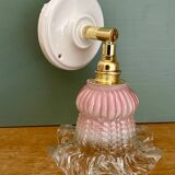 Vintage pink and clear glass tulip wall light.