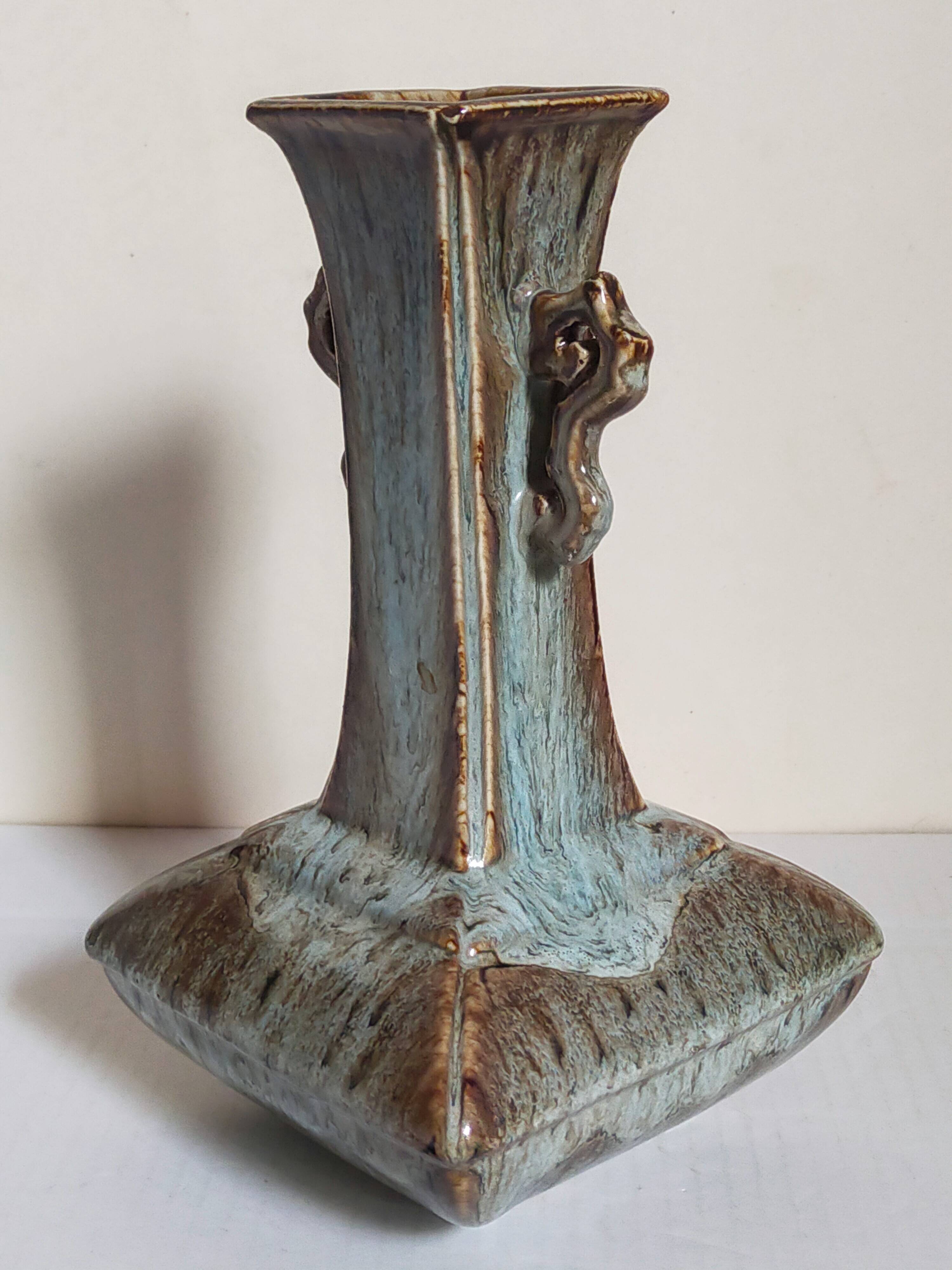 Chinese bottle soliflore vase with flambé enamel