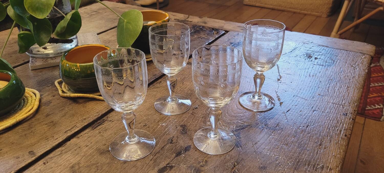 Late 19th century stemmed glasses