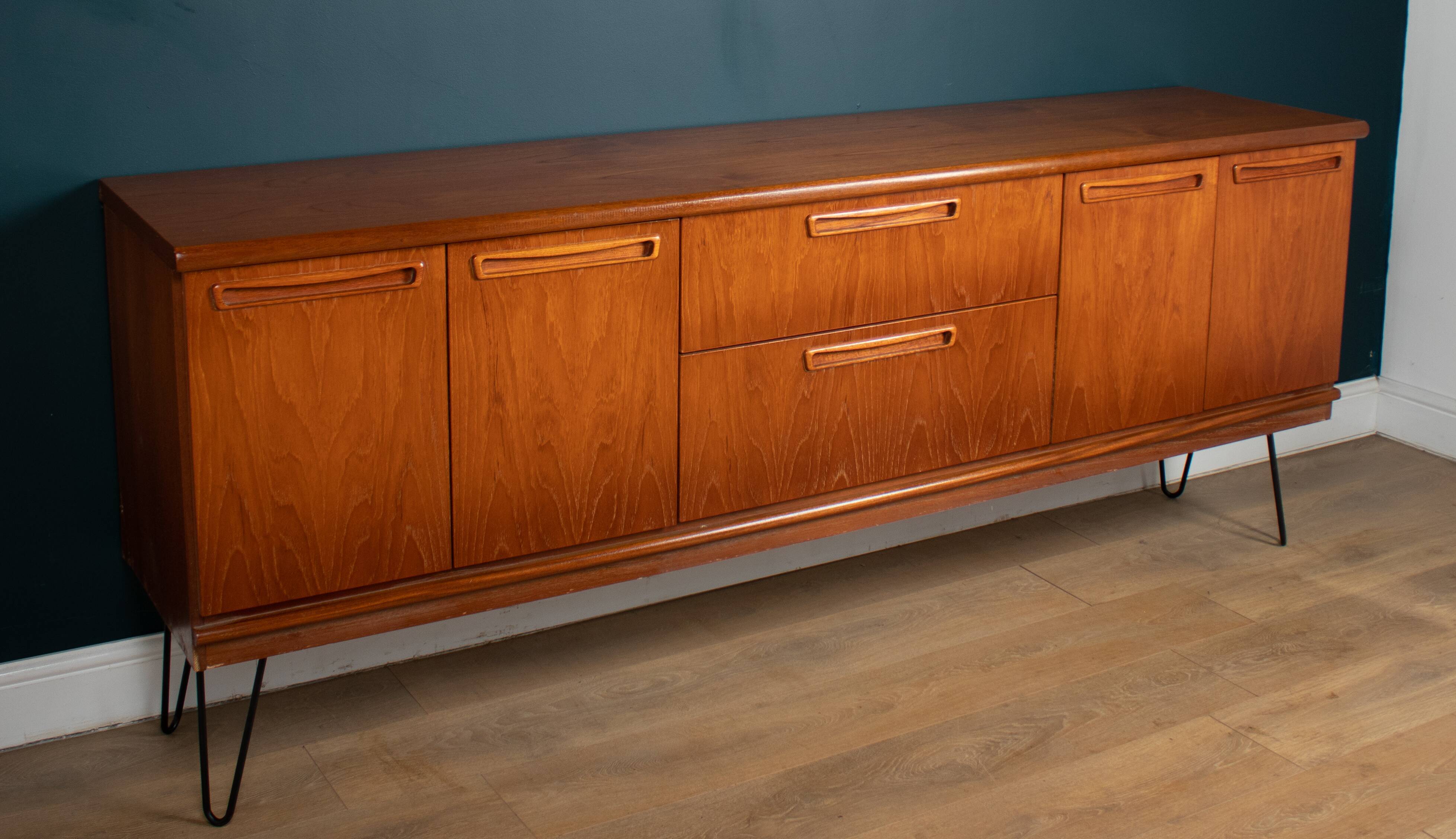 Retro Teak 1960s Meredew Mid Century Sideboard On Hairpin Legs