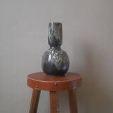 Designer ceramic vase from the 50s, bluish gray signature Jean-Marie Maure, handcrafted