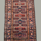 Vintage Karacah Rug 182x114 cm, medium, Tribal oriental Carpet  Red Navy Blue