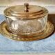 Box art deco cookies, candy vintage, Bowl cut glass and brass