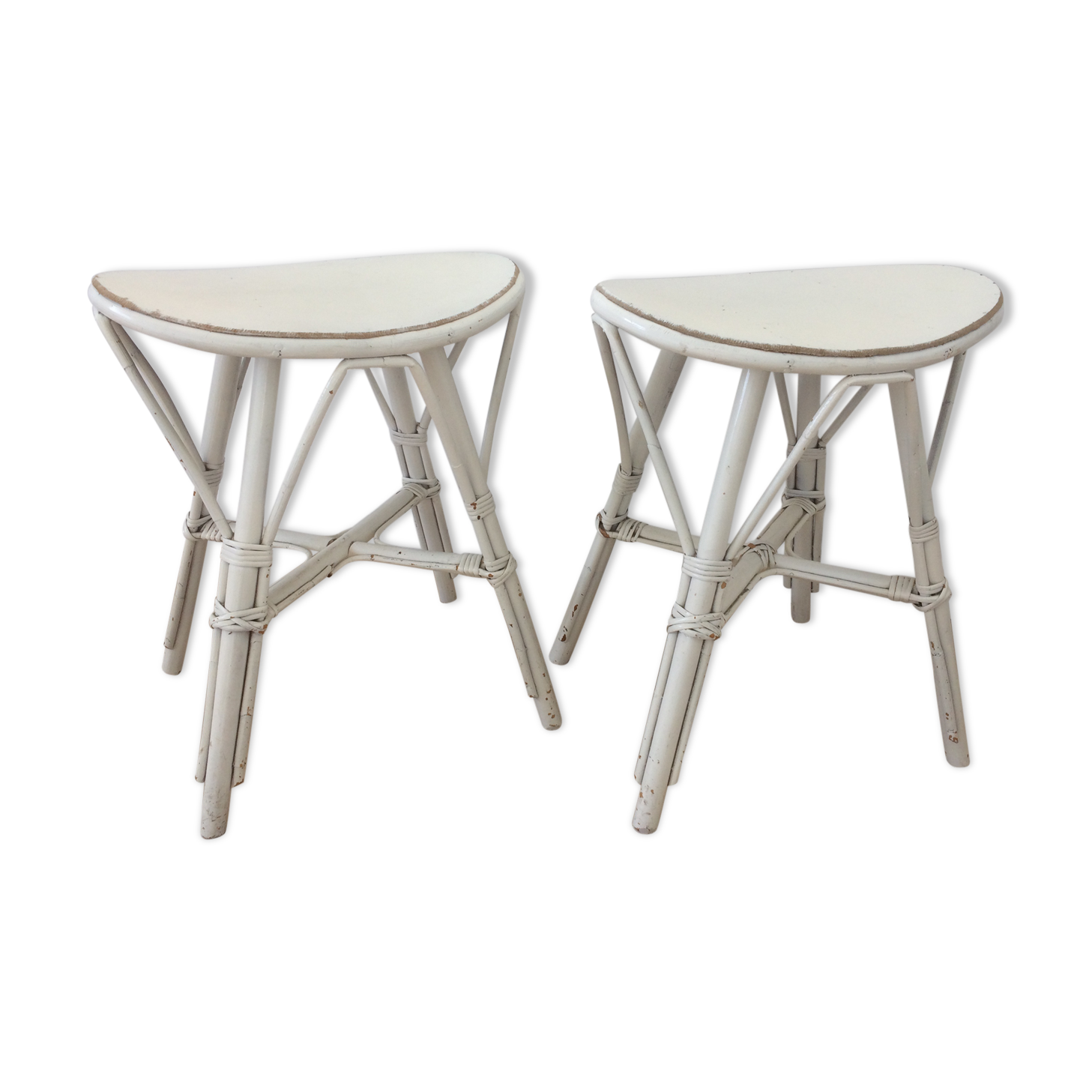 Pair of vintage rattan stools