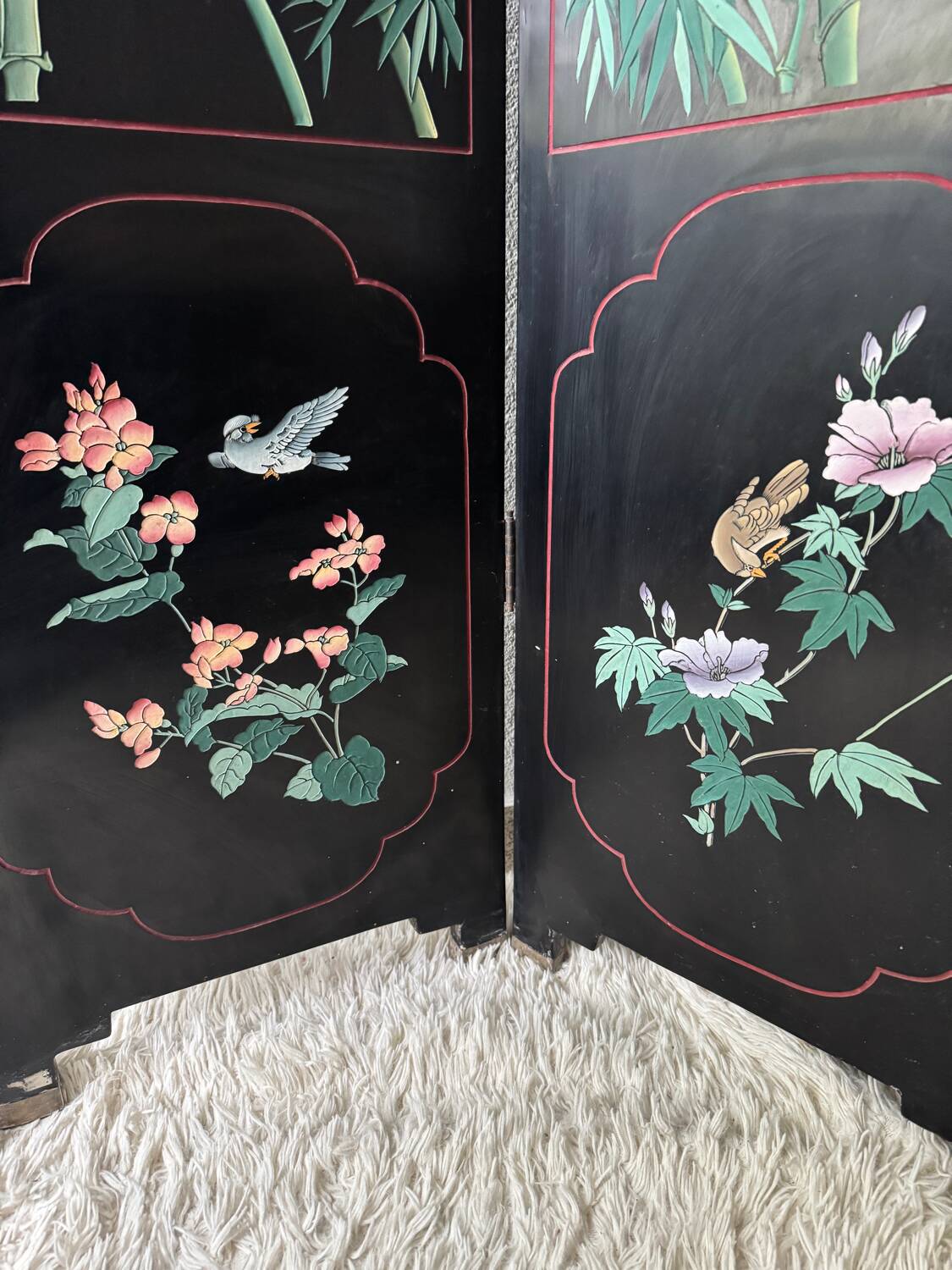 Antique Chinese lacquer screen
