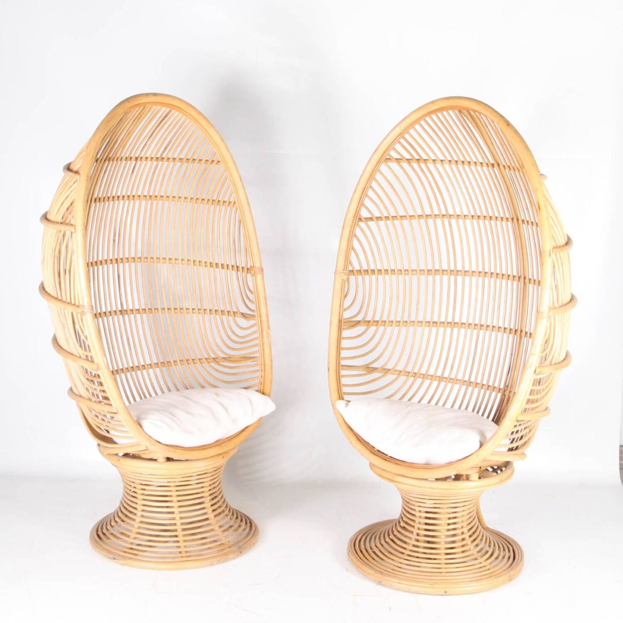 Pair of rattan armchairs