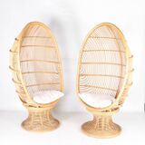 Pair of rattan armchairs
