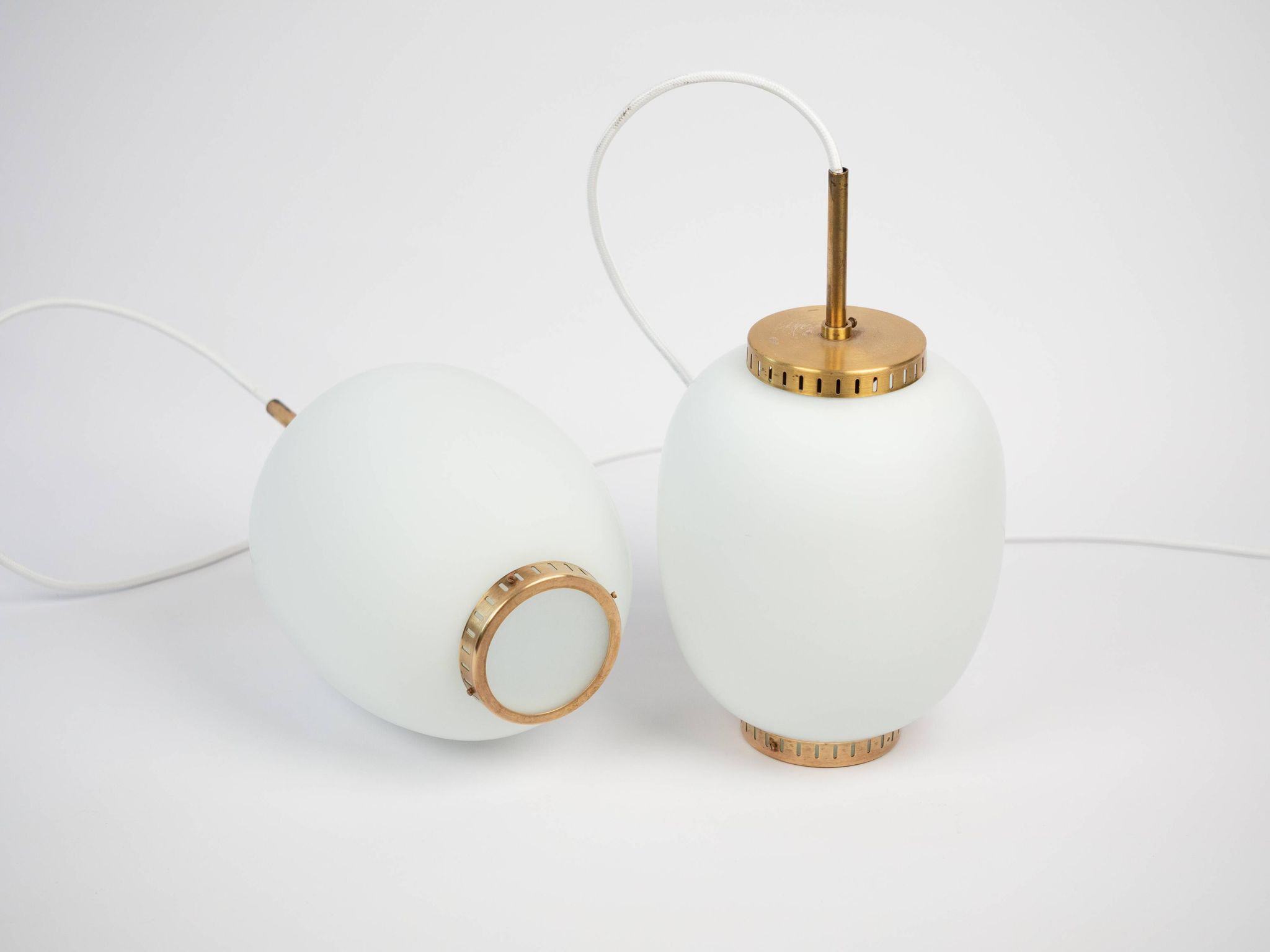 Pair of danish vintage Kina pendant lamps by Bent Karlby, Lyfa, 1946