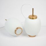 Pair of danish vintage Kina pendant lamps by Bent Karlby, Lyfa, 1946