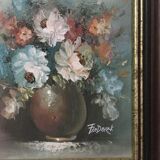 Oil on canvas, bouquet of flowers Still life signed Frédérick