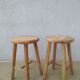 Set of 2 vintage pine stools