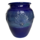 Large vintage vase in blue glazed ceramic